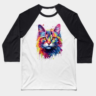 Colorful Cat Baseball T-Shirt